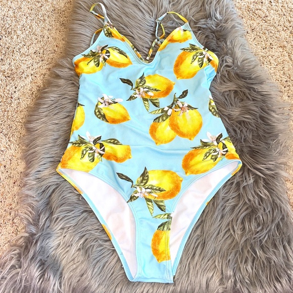 Brazilian Bikini Store Other - NWOT Brazilian Bikini Store High Cut Lemons One Piece Swimsuit Size Medium